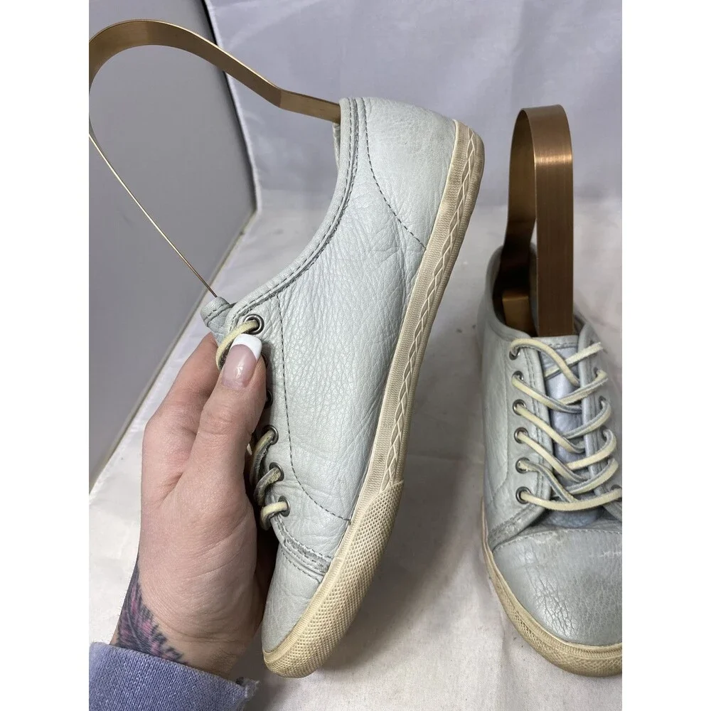 FRYE Mindy ICE Leather Sneakers Shoes Size 6 M Rawhide Laces 3471126-ICE - Picture 8 of 10